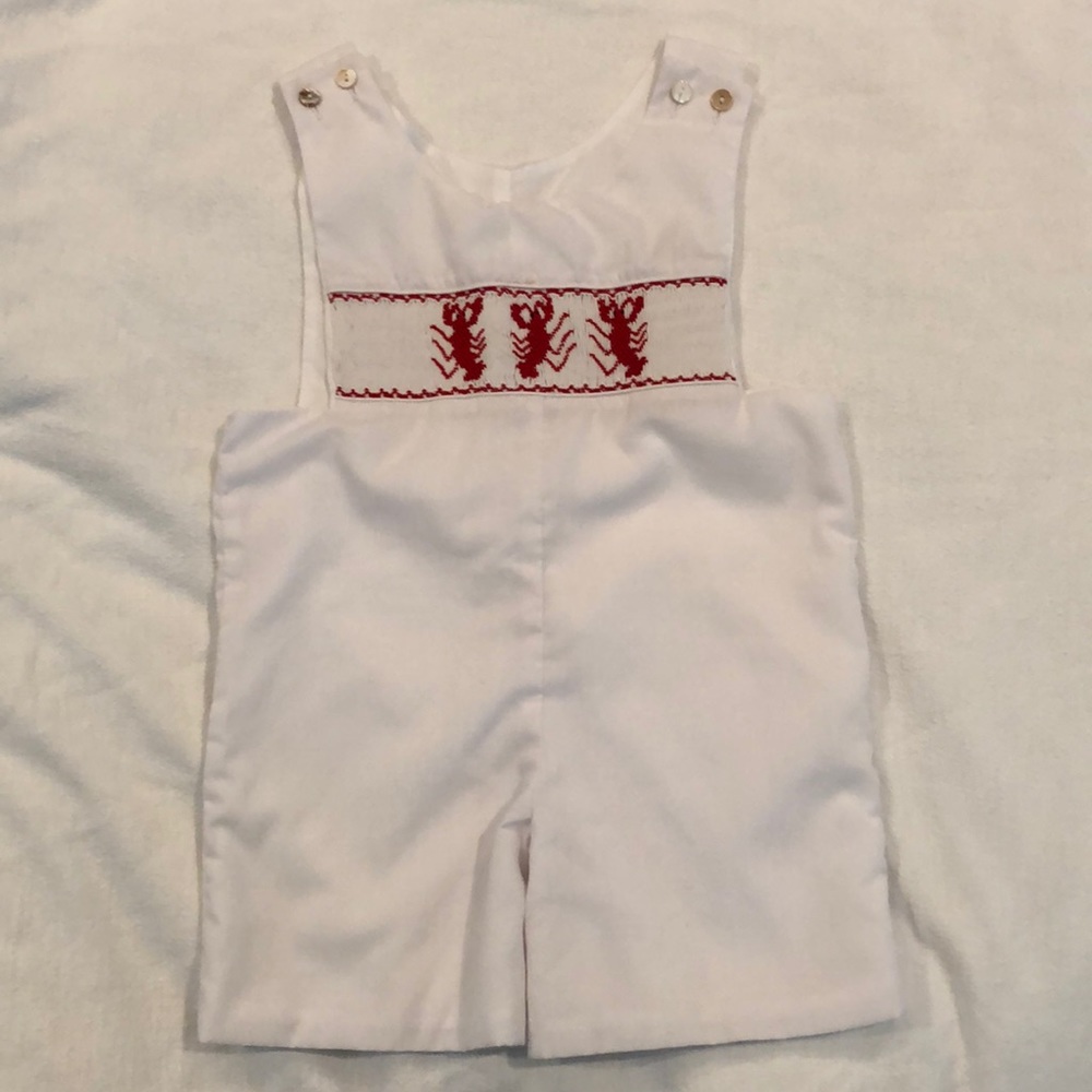 Windmill kids Smocked lobster shortall Romper
